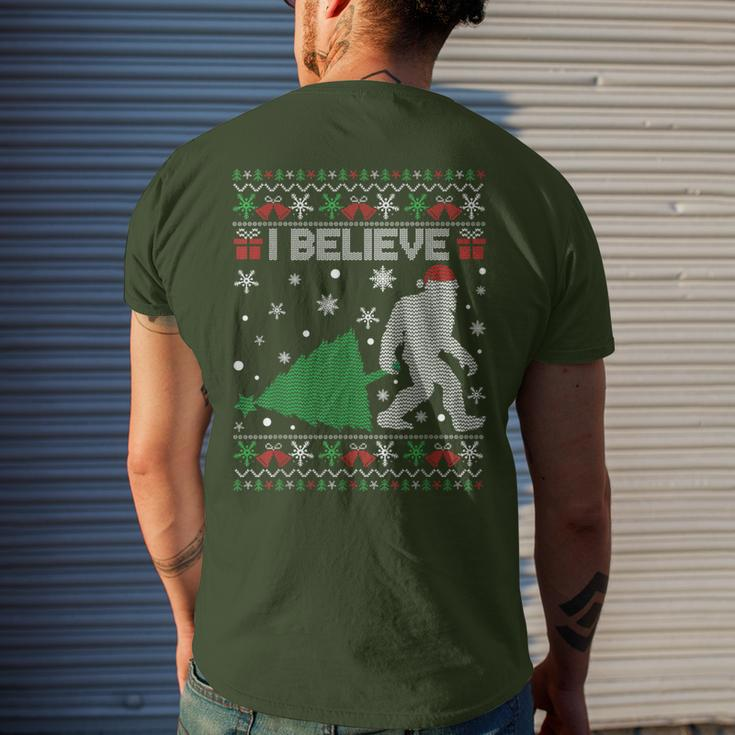 I Believe Big Foot Sasquatch Ugly Christmas Holiday Men's T-shirt Back Print Gifts for Him