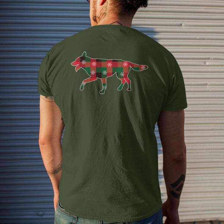 Christmas Dog Czechoslovakian Wolfdog Buffalo Plaid Family Men's T-shirt Back Print Gifts for Him