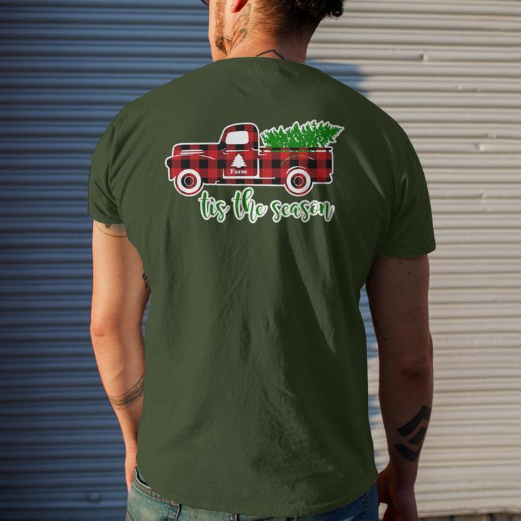 Christmas Tis The Season Plaid Vintage Truck Men's T-shirt Back Print Gifts for Him