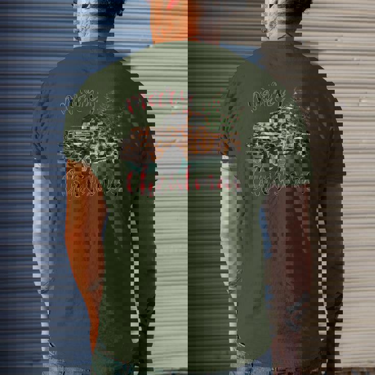 Christmas Tree Leopard Truck Merry Christmas Family Xmas Men's T-shirt Back Print Gifts for Him Christmas Tree Leopard Truck Merry Christmas Family Xmas Men's T-shirt Back Print Gifts for Him