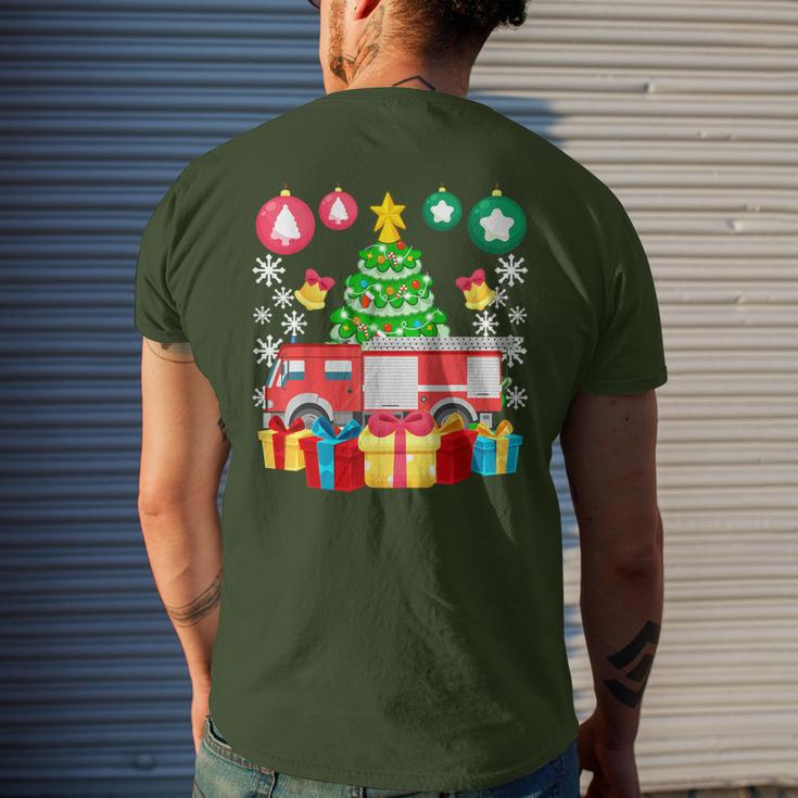 Fire Truck Christmas Ornaments Xmas Cute Firefighter Men's T-shirt Back Print Gifts for Him