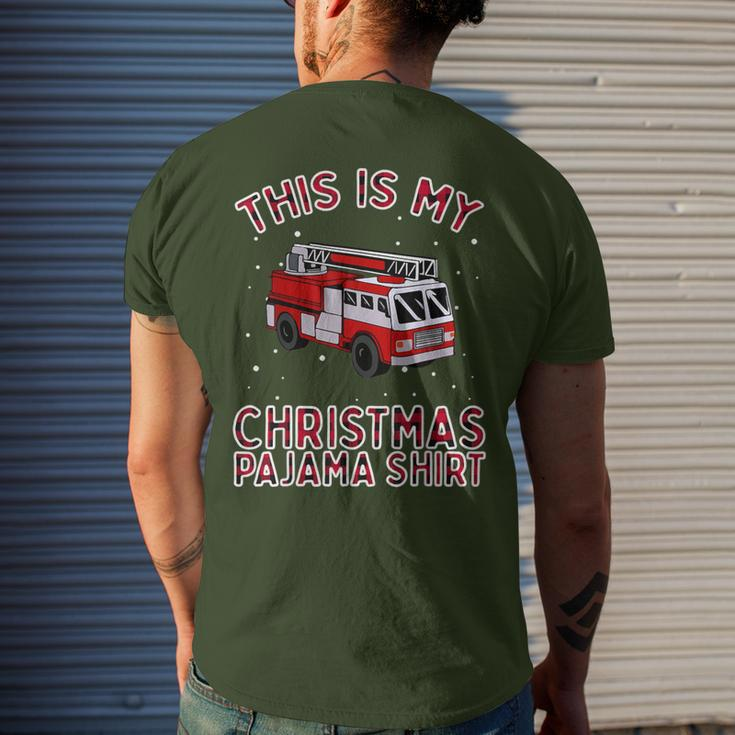 Firefighter Christmas Pajama Fire Truck Fireman Men's T-shirt Back Print Gifts for Him