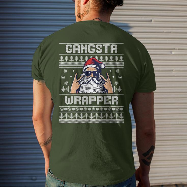 Gangsta Wrapper Santa Claus Ugly Christmas Sweater Men's T-shirt Back Print Gifts for Him