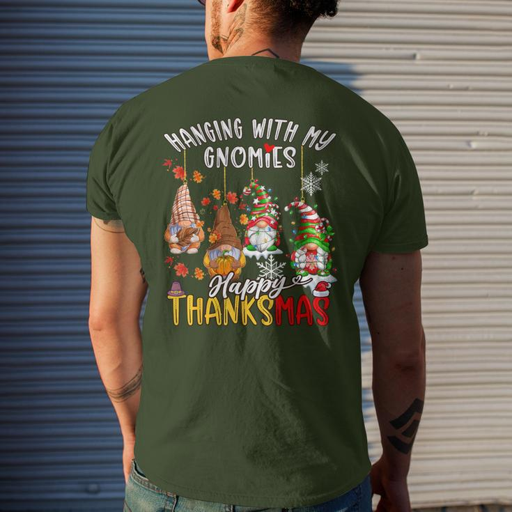 Hanging With My Gnomies Happy Thanksmas Thanksgiving Xmas Men's T-shirt Back Print Gifts for Him