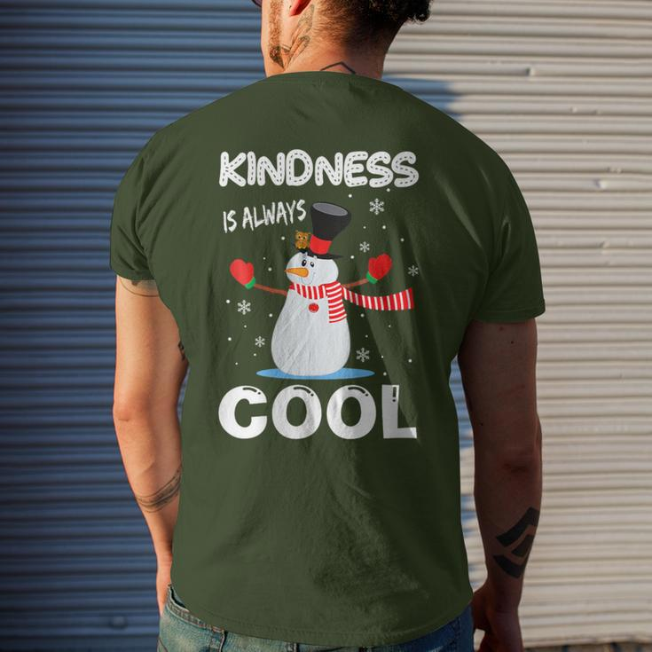 Kindness Is Always Cool Snowman Snowman Christmas Men's T-shirt Back Print Gifts for Him