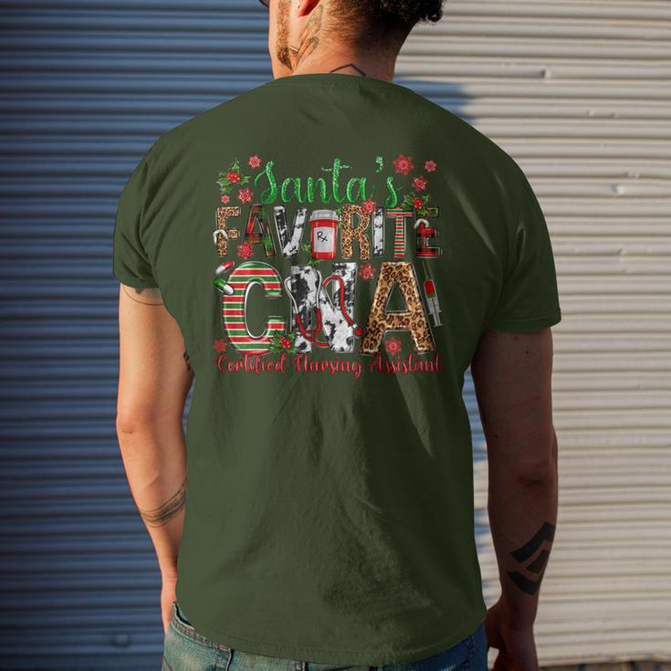 Santa's Favorite Cna Certified Nursing Assistant Christmas Men's T-shirt Back Print Gifts for Him