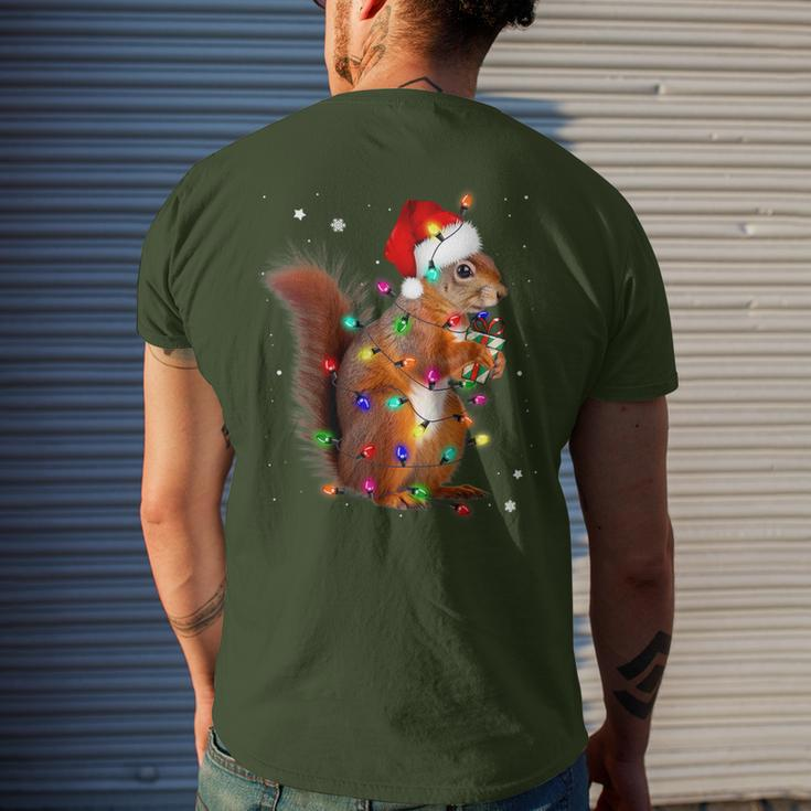 Squirrel Christmas Hat Santa Pajama Squirrels Lover Xmas Men's T-shirt Back Print Gifts for Him