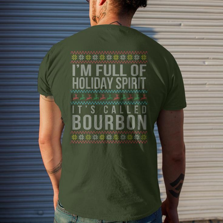 Ugly Christmas Drinking Bourbon Holiday Party Men's T-shirt Back Print Gifts for Him