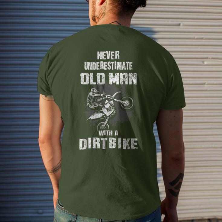Never Underestimate An Old Man With A Dirt Bike Christmas Men's T-shirt Back Print Gifts for Him