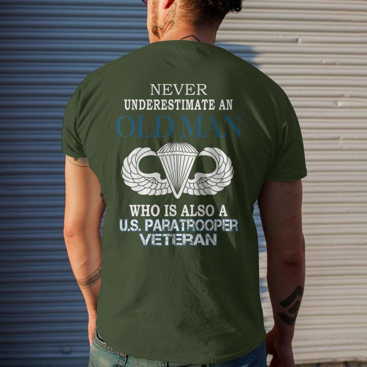 Never Underestimate Us Paratrooper Veteran Father's Day Xmas Men's T-shirt Back Print Gifts for Him