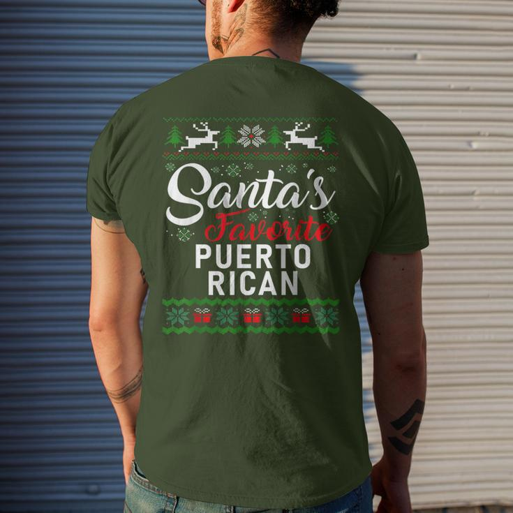 Vintage Santa Claus Favorite Puerto Rican Christmas Tree Men's T-shirt Back Print Gifts for Him