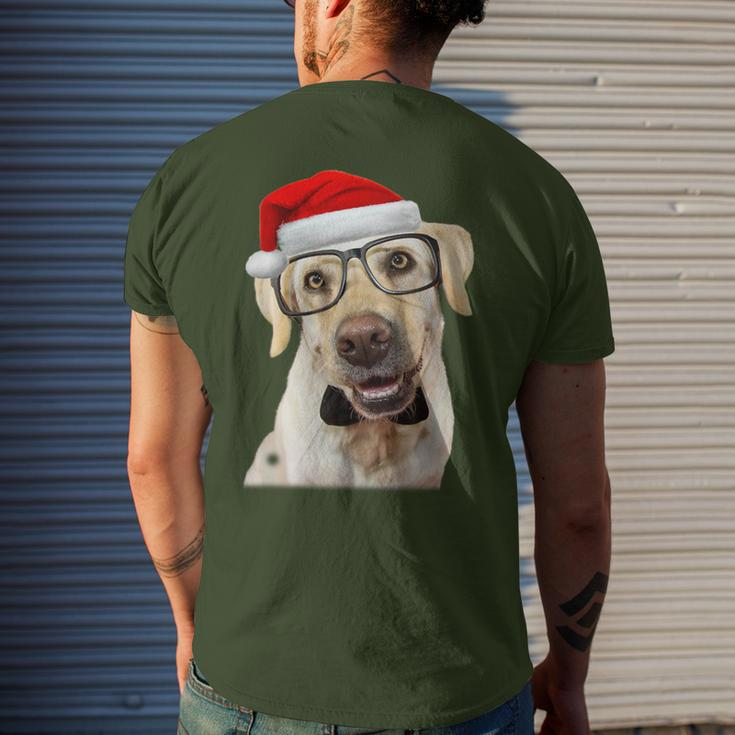 Yellow Lab Glasses Santa Hat Christmas Labrador Retriever Men's T-shirt Back Print Gifts for Him