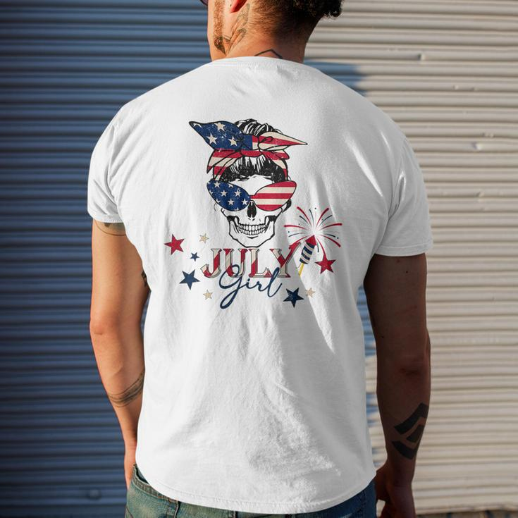 4Th Of July 2023 Messy Bun July Girl Patriotic All American Mens Back Print T-shirt Gifts for Him