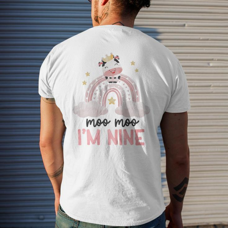 9Th Birthday Outfit Girl 9 Yrs Old Cow Girl Moo Moo Im Nine Mens Back Print T-shirt Gifts for Him