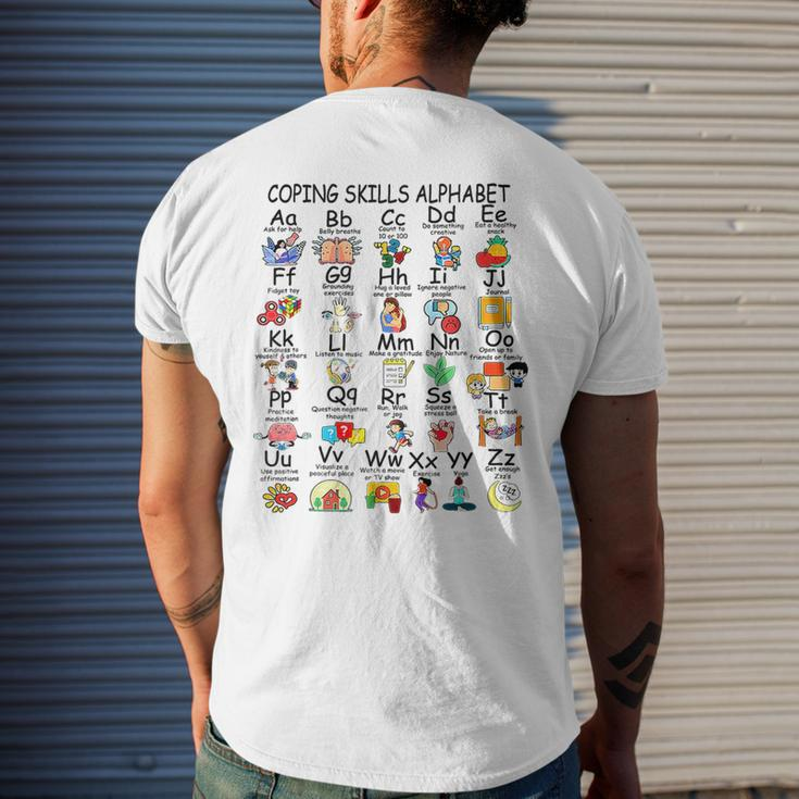 Abc Coping Skills Alphabet Mental Health Awareness Counselor Mens Back Print T-shirt Gifts for Him