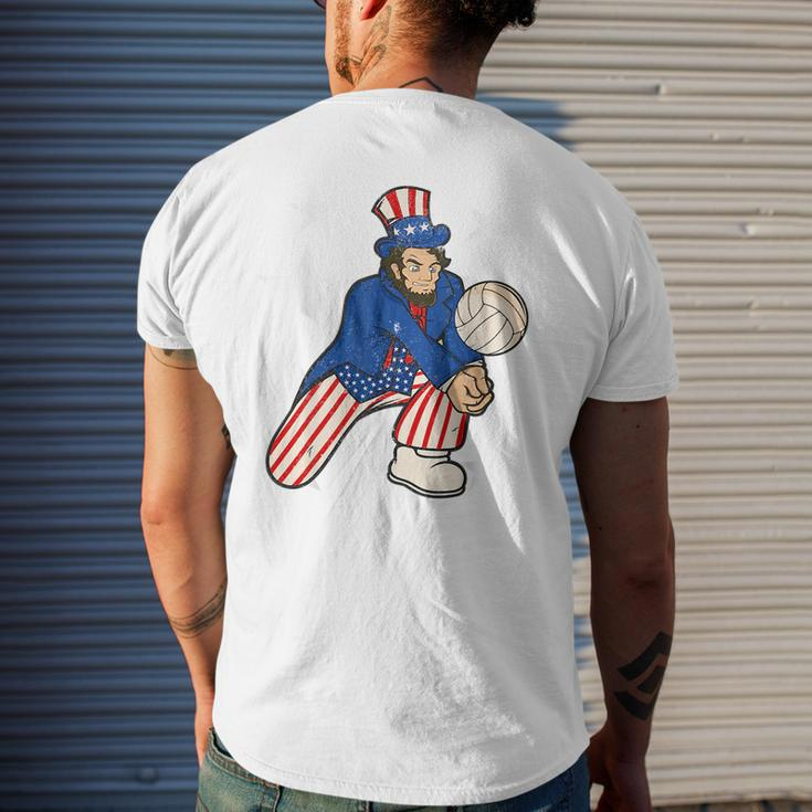 Abraham Lincoln Playing Volleyball Funny 4Th Of July Mens Back Print T-shirt Gifts for Him