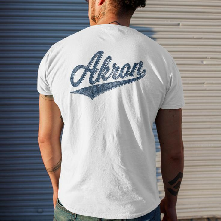 Akron Ohio Varsity Script Classic Sports Jersey Style Men's T-shirt Back Print Gifts for Him