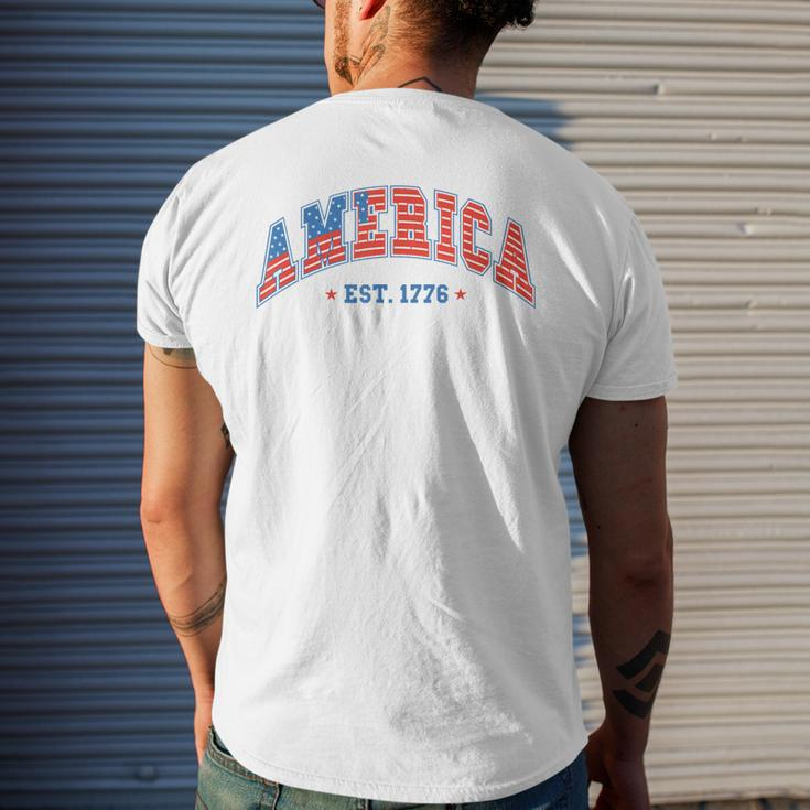 America Est 1776 Patriotic Usa 4Th Of July America Flag Mens Back Print T-shirt Gifts for Him