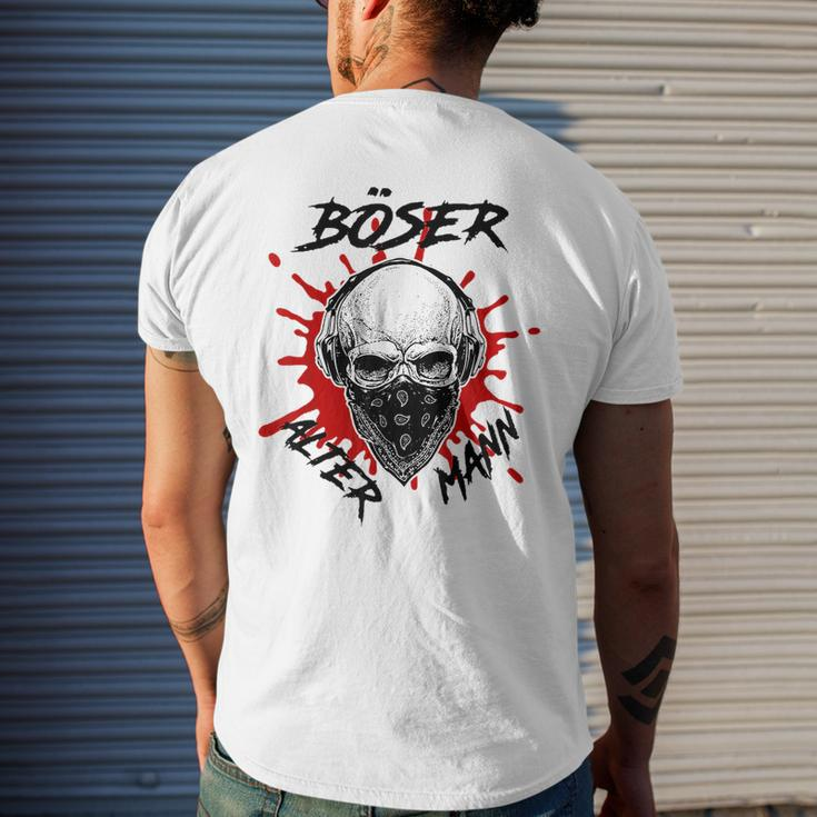 Bad Old Man Skull With Bandaner Gangster Hoodlum Mens Back Print T-shirt Gifts for Him