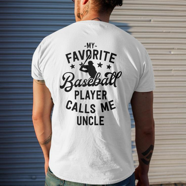 Baseball Uncle Gift My Favorite Baseball Player Calls Me Mens Back Print T-shirt Gifts for Him