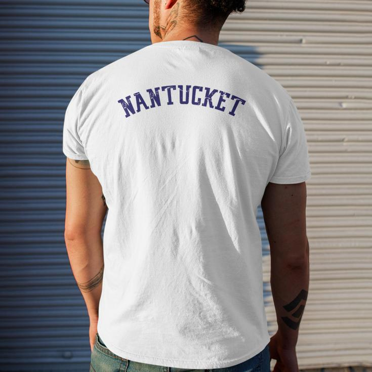 Classic Nantucket With Distressed Lettering Across Chest Men's T-shirt Back Print Gifts for Him