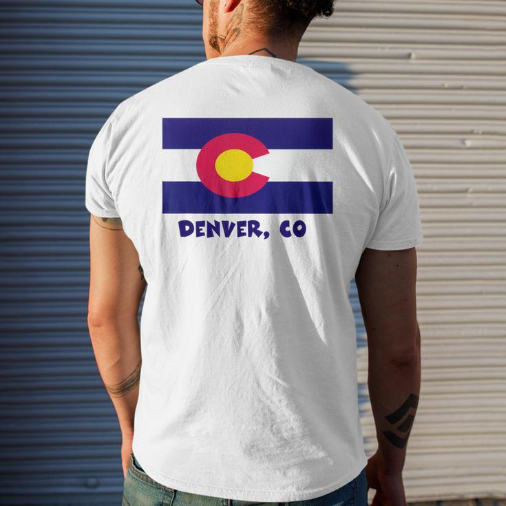 Denver Colorado Usa Flag Souvenir Men's T-shirt Back Print Gifts for Him