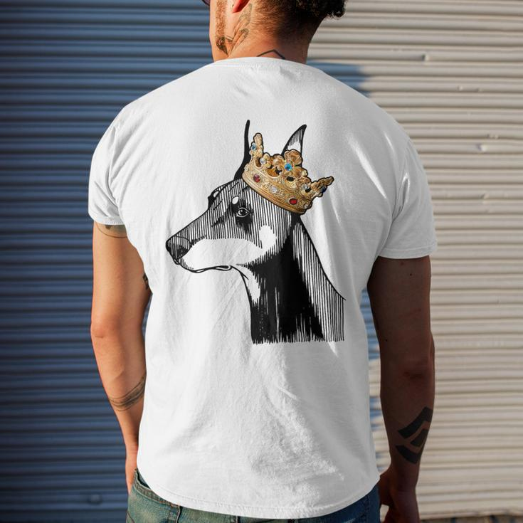 Doberman Pinscher Dog Wearing Crown Men's T-shirt Back Print Gifts for Him