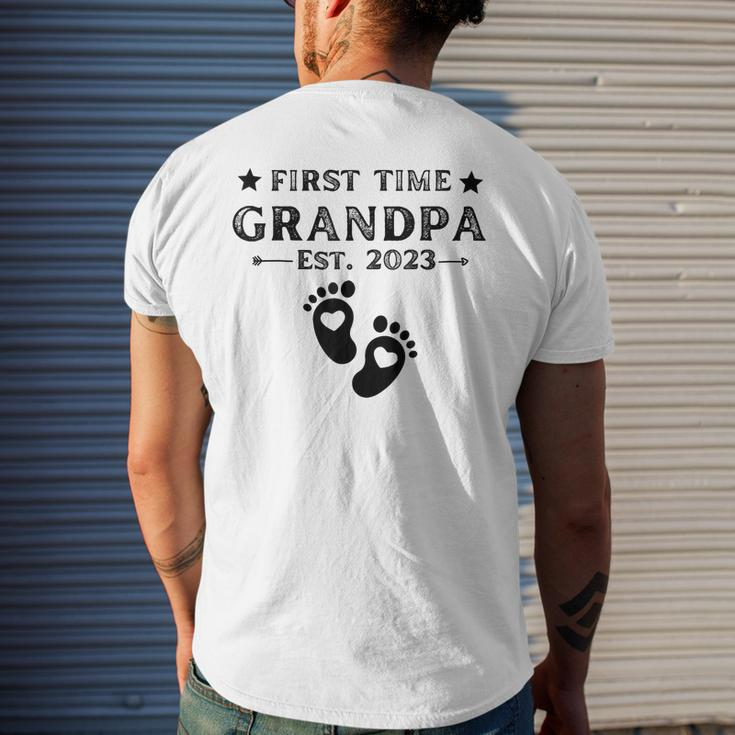 First Time Grandpa 2023 For Grandfather Funny Fathers Day Mens Back Print T-shirt Gifts for Him