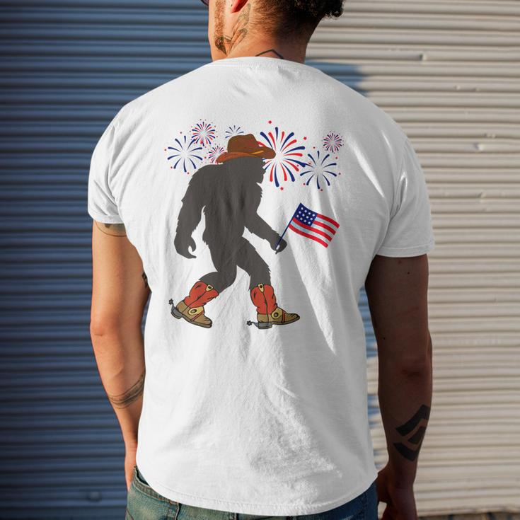 Funny 4Th Of July Celebrate Independence Patriotic Bigfoot Mens Back Print T-shirt Gifts for Him
