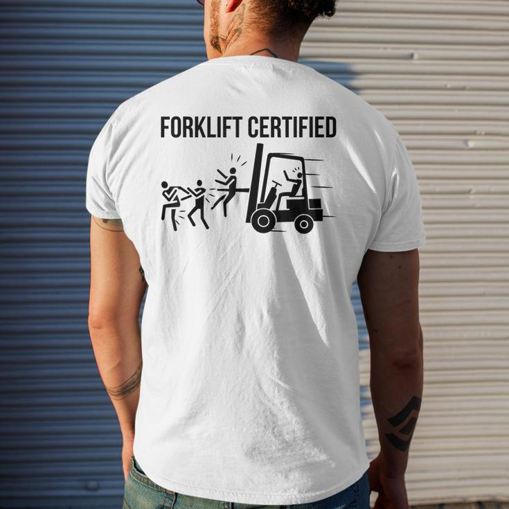 Funny Forklift Operator Forklift Certified Retro Vintage Men Mens Back Print T-shirt Gifts for Him
