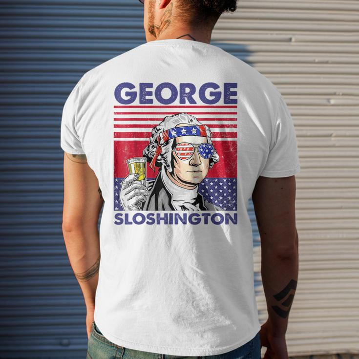 George Sloshington 4Th Of July Funny Drinking Presidents Drinking Funny Designs Funny Gifts Mens Back Print T-shirt Gifts for Him