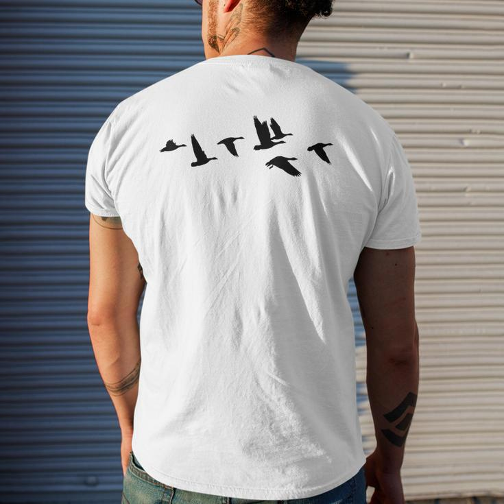 Goose Geese Formation Flock Of Birds Bird Swarm Freedom Mens Back Print T-shirt Gifts for Him