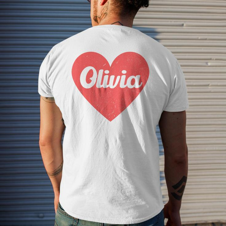 I Heart Olivia First Names And Hearts I Love Olivia Men's Back Print T-shirt Gifts for Him