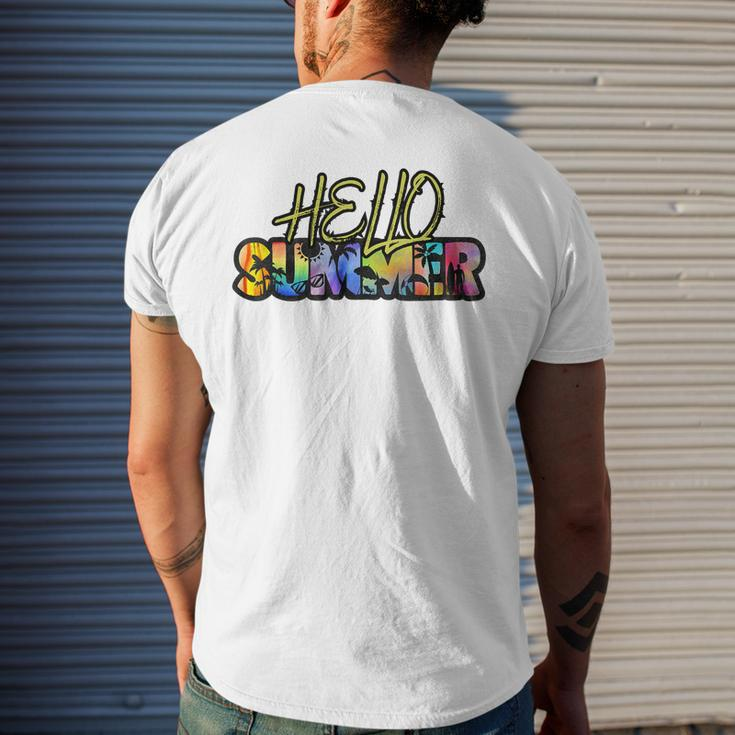 Hello Summer Hawaii Beach Summer Vacation Family Tie Dye Mens Back Print T-shirt Gifts for Him