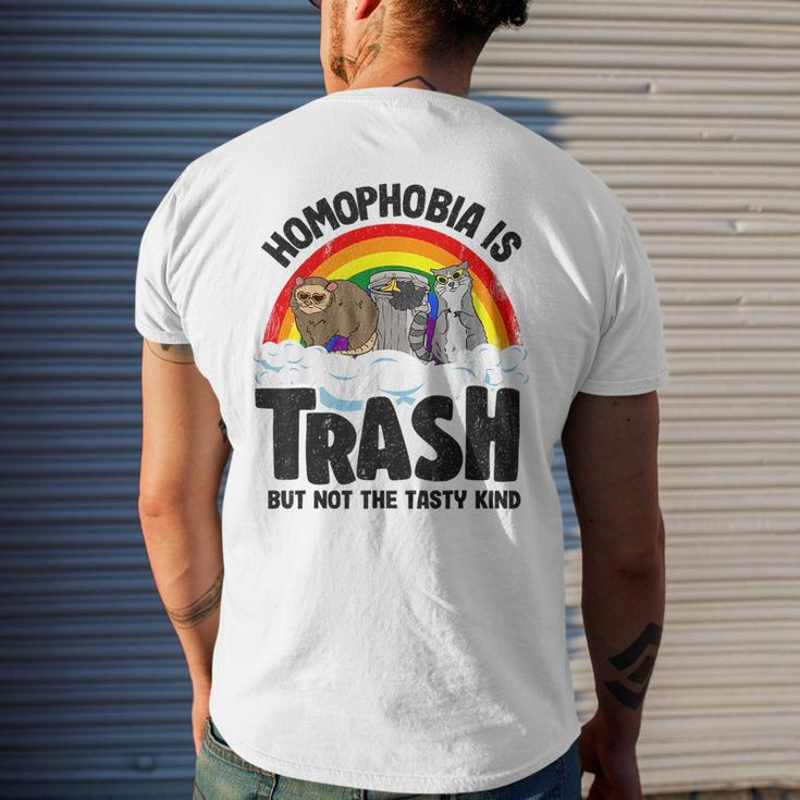 Homophobia Is Trash Gay Pride Raccoon Opossum Ally Lgbt Mens Back Print T-shirt Gifts for Him
