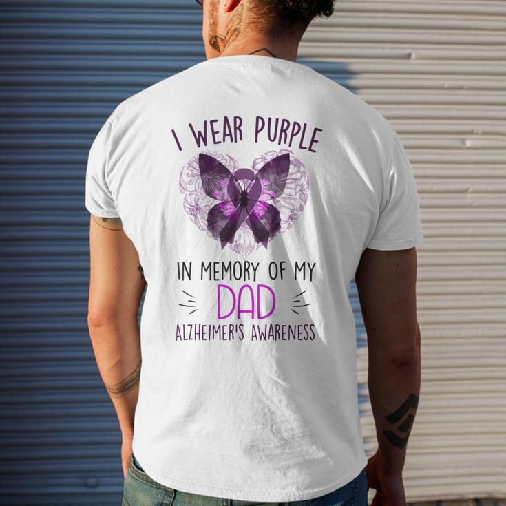 I Wear Purple In Memory Of My Dad Alzheimers Awareness Mens Back Print T-shirt Gifts for Him
