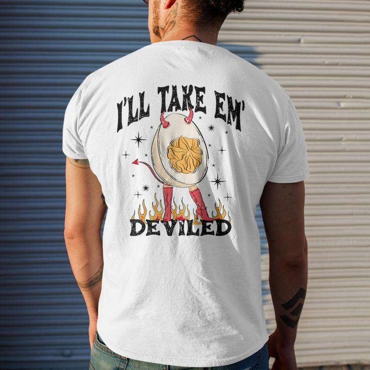I'll Take 'Em Deviled Thanksgiving Deviled Eggs Men's T-shirt Back Print Gifts for Him