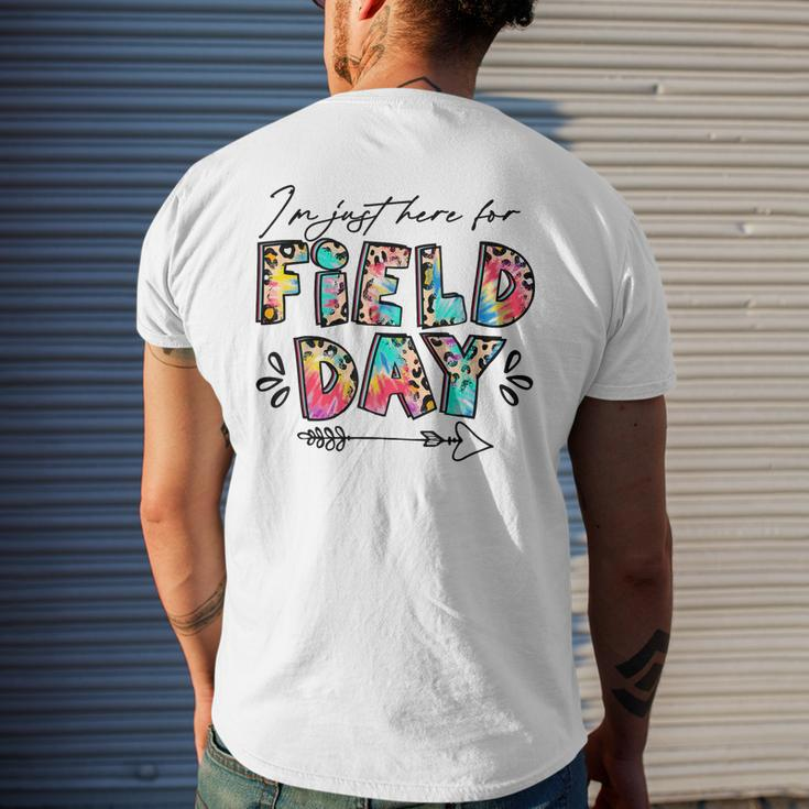 Im Just Here For Field Day Leopard Tie Dye Last Day School Mens Back Print T-shirt Gifts for Him