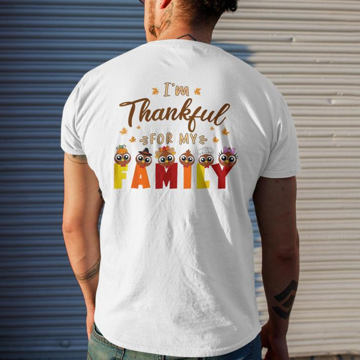 I'm Thankful For My Family Thanksgiving Day Turkey Thankful Men's T-shirt Back Print Gifts for Him