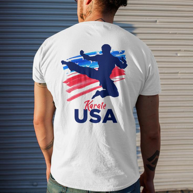 Karate Support The Team Student Sensei Usa Flag American Mens Back Print T-shirt Gifts for Him