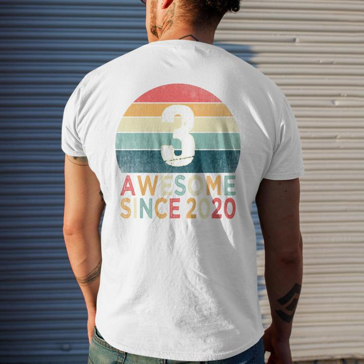 Kids 3Rd Birthday Vintage Retro 3 Years Old Awesome Since 2020 Mens Back Print T-shirt Gifts for Him