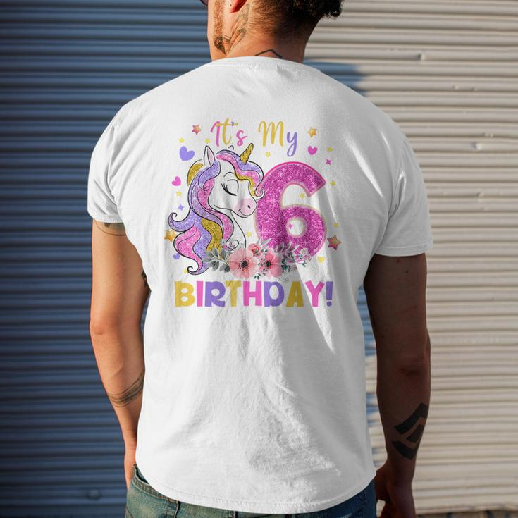 Kids Its My 6Th Birthday Funny Unicorn Girls 6 Year Old Gift Mens Back Print T-shirt Gifts for Him