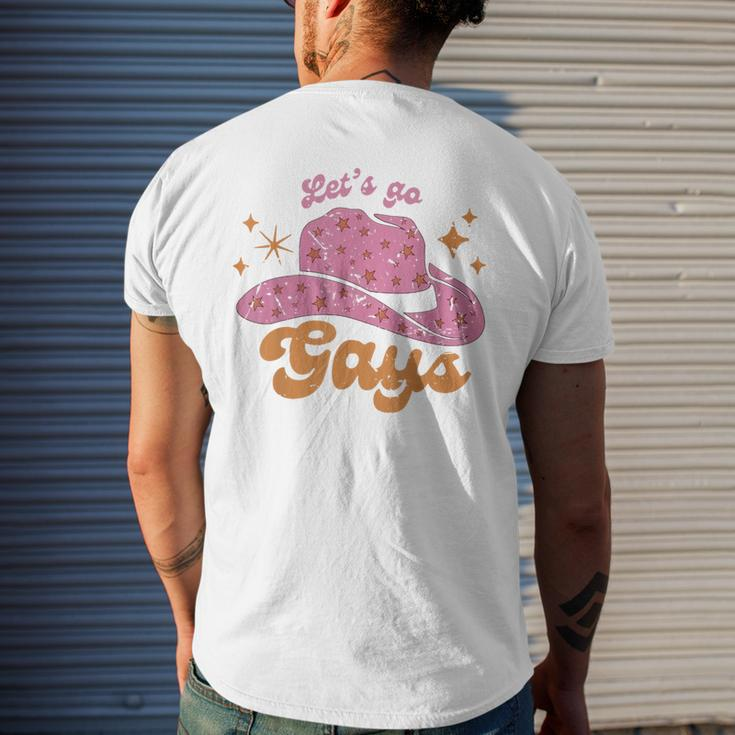 Lets Go Gays Lgbt Pride Cowboy Hat Retro Gay Rights Ally Mens Back Print T-shirt Gifts for Him