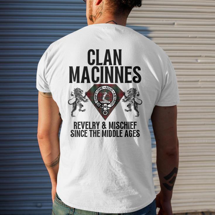 Macinnes Clan Scottish Name Coat Of Arms Tartan Family Party Mens Back Print T-shirt Gifts for Him