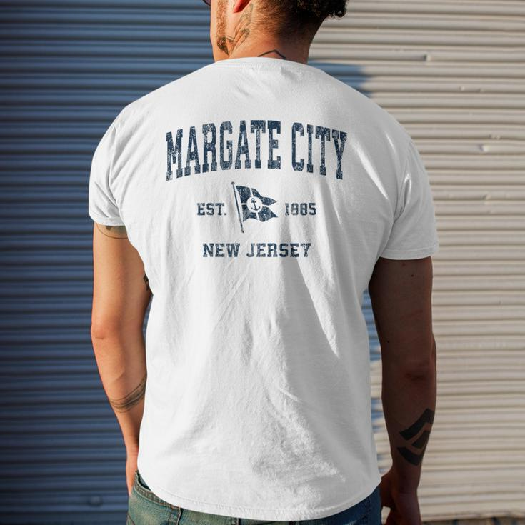 Margate City Nj Vintage Sports Navy Boat Anchor Flag Mens Back Print T-shirt Gifts for Him