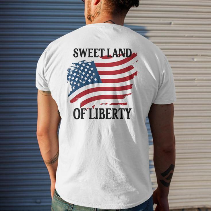 Memorial Day Sweet Land Of Liberty American Flag Mens Back Print T-shirt Gifts for Him