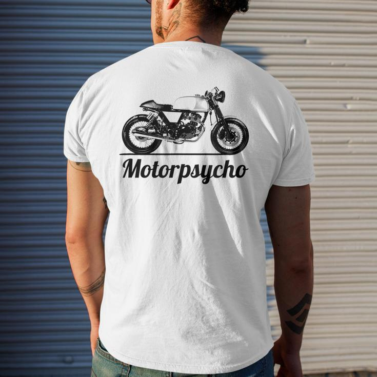 Motorpsycho Motorcycle Cafe Racer Biker Vintage Car Gift Idea Biker Funny Gifts Mens Back Print T-shirt Gifts for Him