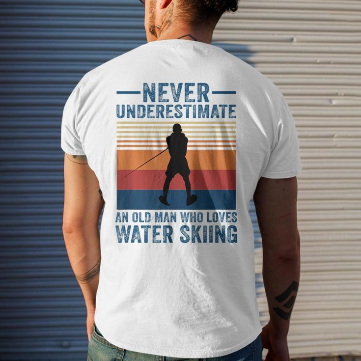 Never Underestimate An Old Man Who Loves Water Skiing Sport Mens Back Print T-shirt Gifts for Him