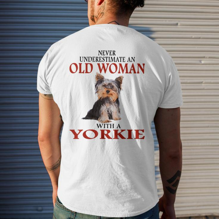 Never Underestimate An Old Woman With A Yorkie Mens Back Print T-shirt Gifts for Him