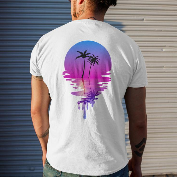Palm Trees Beach Sunset Beach Lovers Summer Vacation Mens Back Print T-shirt Gifts for Him